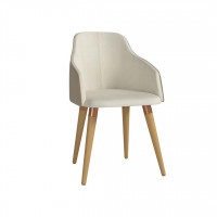 Manhattan Comfort 1018180 Martha Double-Sided Fabric Leather Accent Chair in Beige